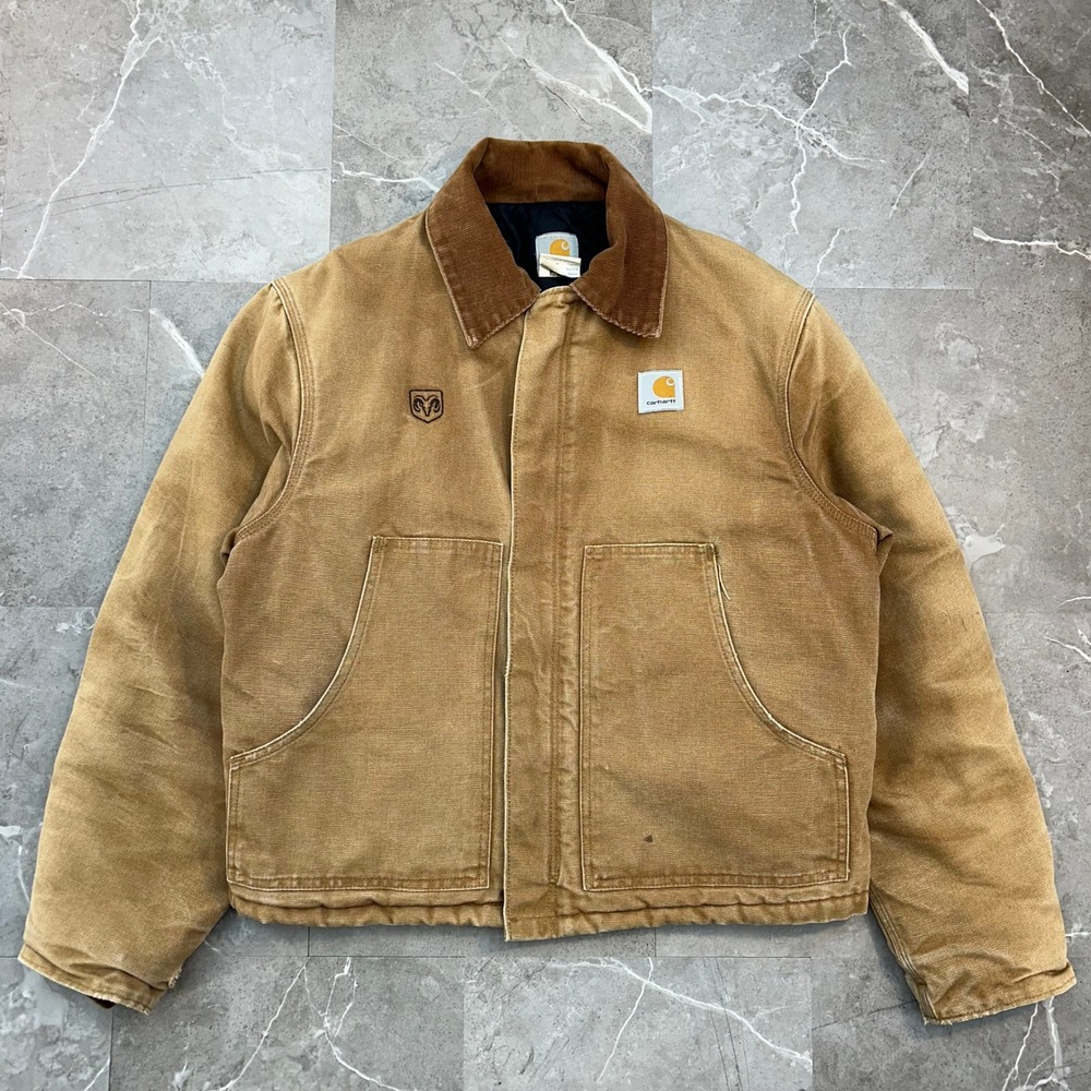 Vintage Carhartt J02 BRN Arctic Quilt Lined Jacket Men Large 44 Dodge Distressed